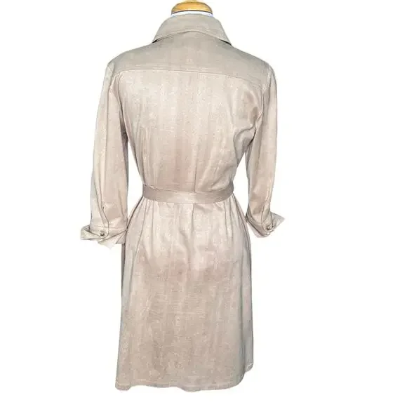 Talbots Petites Women’s Tan Faux Suede Belted Shirt Dress Size 8 EUC - Picture 8 of 12